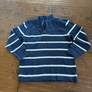 Gap Boys Sweater Size Large 1/4 Zip Mock Neck Blue Striped Knit